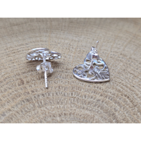 Echt zilveren oorbel stekers bewerkte hartjes 